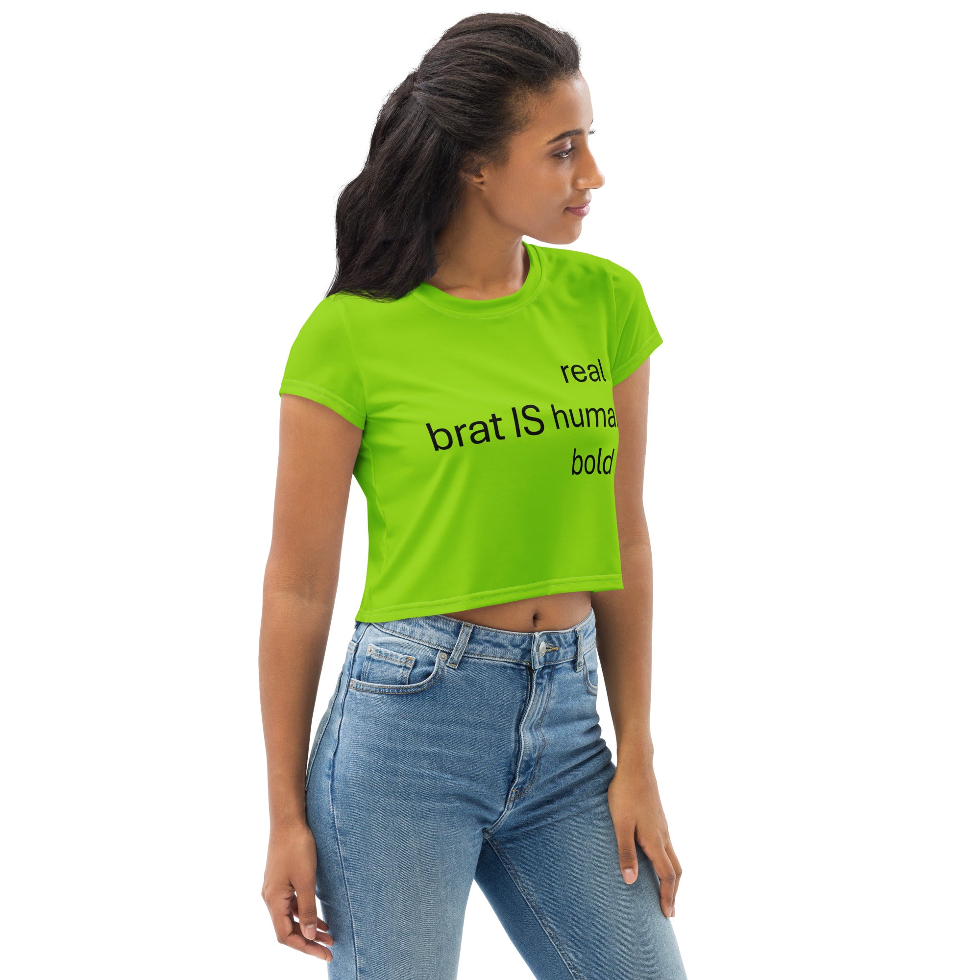 Streetwear Brat Green Crop Top. Party Crop Tee. Activewear or Runners' Top. Brat IS Real by WickedYo.